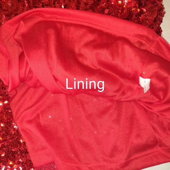 Maner Red Sequinned Top PLUS Sz 4 XL Heavily Embellished Stretchy Holiday Lined - Picture 5 of 16